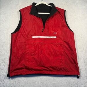 Vintage Y2K Tommy Hilfiger Athletics Reversible Vest Mens XL‎ Red Black 2000